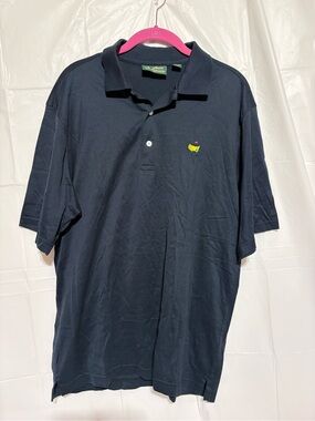 Amen Corner Navy Polo with Green & Yellow Logo